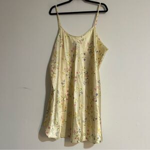 Cacique Yellow Ditsy Floral Satin Slip Chemise Plus Size 18/20 Lingerie Cottage